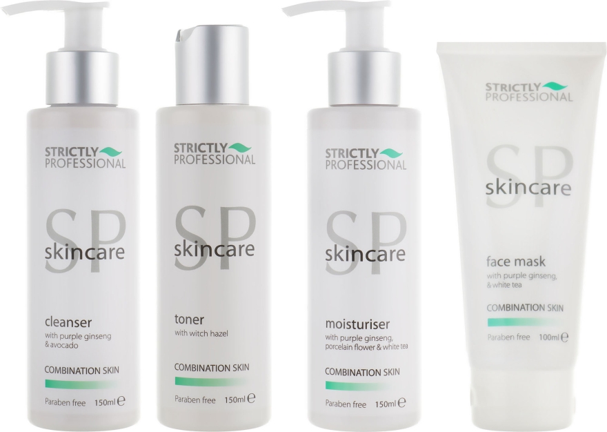 Набор для комбинированной кожи - Strictly Professional SP Skincare (cleanser/150ml + toner/150ml + moisturiser/150ml + mask/100ml) — фото N2