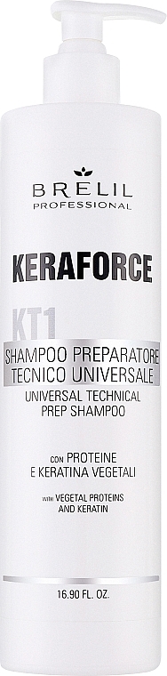 Шампунь для волос подготавливающий - Brelil Keraforce KT1 Universal Technical Prep Shampoo — фото N1