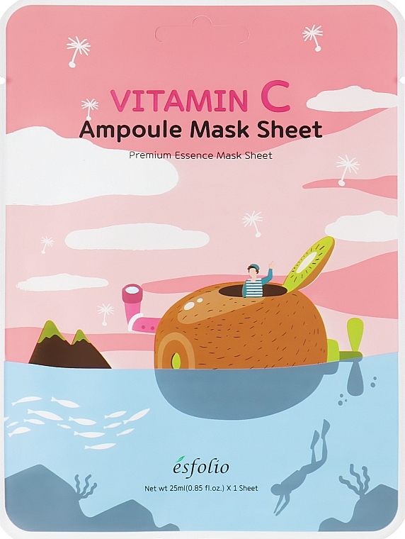 Осветляющая тканевая маска для лица с витамином С - Esfolio Vitamin C Ampoule Mask Sheet — фото N1