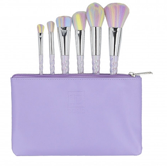 Набор из 6 кистей для макияжа + сумка, фиолетовый - ILU Brush Set — фото N1