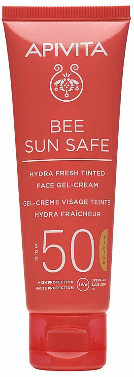 Тонувальний крем-гель для обличчя з морськими водоростями й прополісом - Apivita Bee Sun Safe Hydra Fresh Tinted Face Gel-Cream SPF50