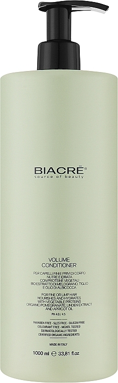 Протеиновый кондиционер для придания объёма волосам - Biacre Volume Conditioner  — фото N3