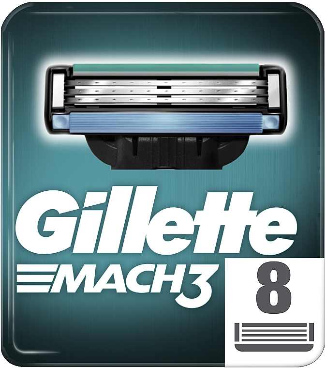 Сменные кассеты для бритья с успокаивающей смазочной лентой, 8 шт. - Gillette Mach3 — фото N1