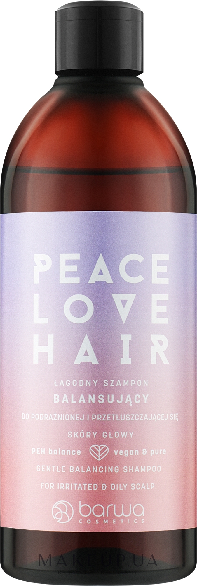 Мягкий балансирующий шампунь для раздраженной и жирной кожи головы - Barwa Peace Love Hair — фото 480ml