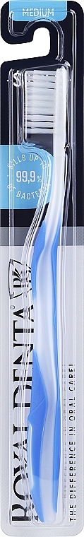 Зубная щетка средней мягкости с наночастицами серебра, синяя - Royal Denta Silver Medium Toothbrush — фото N1