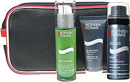 Духи, Парфюмерия, косметика Набор мужской - Biotherm Age Fitness (fluid/75ml + shave/foam/50ml + gel/40ml + bag)