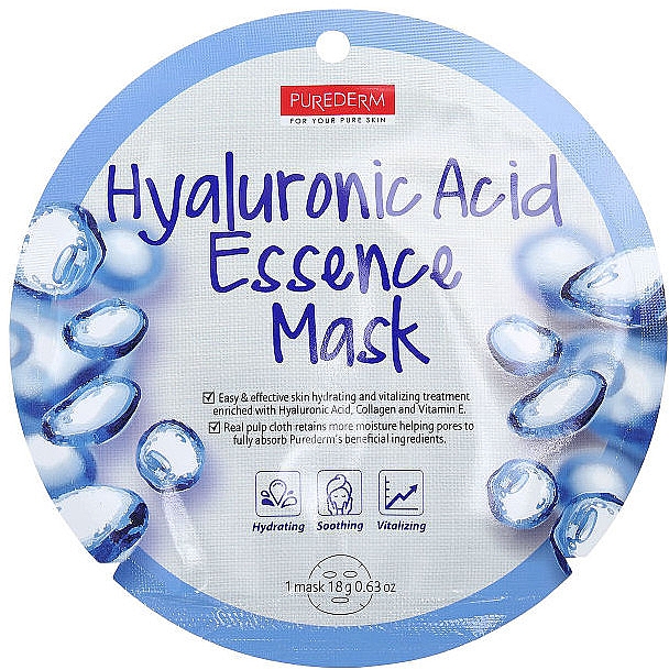 Маска коллагеновая с гиалуроновой кислотой - Purederm Hyaluronic Acid Essence Mask — фото N1