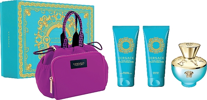 Versace Dylan Turquoise Pour Femme - Набор (edt/100ml + b/gel/100ml + sh/gel/100ml + bag) — фото N1