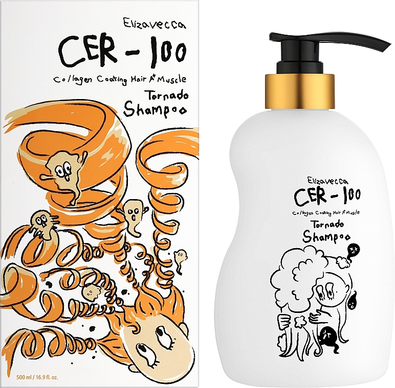 Шампунь для волос с коллагеном - Elizavecca CER-100 Collagen Coating Hair A+ Muscle Tornado Shampoo — фото N2