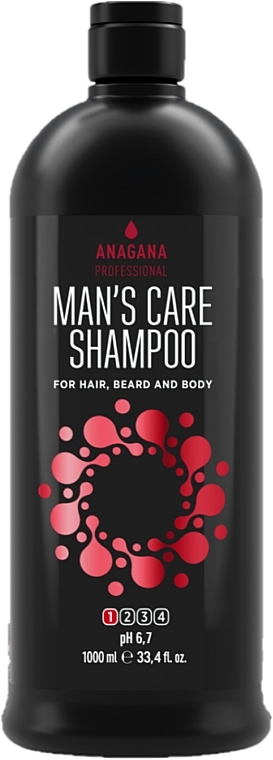 Шампунь "Чоловічий догляд" для волосся, бороди й тіла - Anagana Professional Man's Care Shampoo