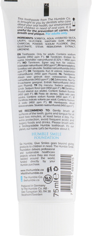 Натуральная зубная паста "Отбеливающая с древесным углем" - The Humble Co. Natural Toothpaste Charcoal — фото N2
