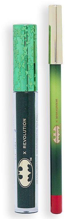 Набор - Makeup Revolution X DC Lucky Kiss Poison Ivy Lip Kit (lip/gloss/3 ml + lip/liner/1 g) — фото N2