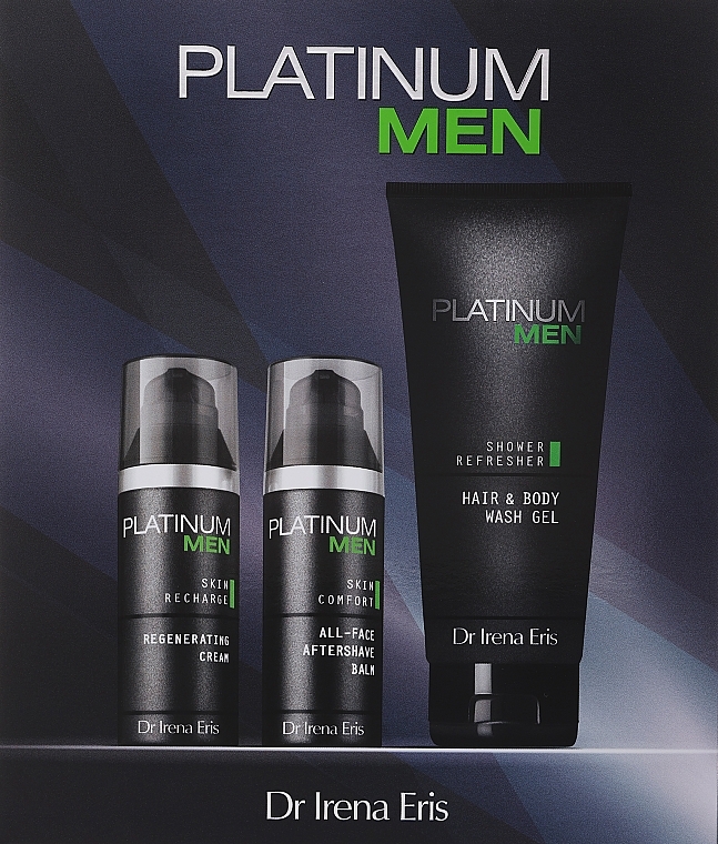 Набор - Dr Irena Eris Platinum Men (aftershave balm/50ml + f/cr/50ml + wash gel/200ml) — фото N1