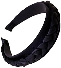 Обруч для волосся декоративний з косою, чорний - Ecarla — фото N1
