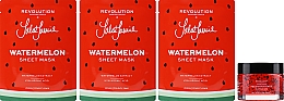 Набор - Revolution Skincare Jake-Jamie Winter Watermelon Colection (f/mask/50ml + f/mask/3pcs + headband/1pc + wash/cloths/3pcs) — фото N3