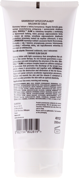Икорный подтягивающий бальзам для тела - Clarena Caviar Slim Balm  — фото N3