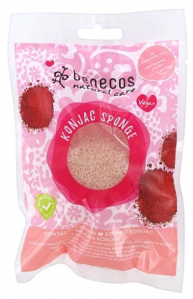 Спонж для вмивання "Червона глина" - Benecos Natural Konjac Sponge Red Clay — фото N1