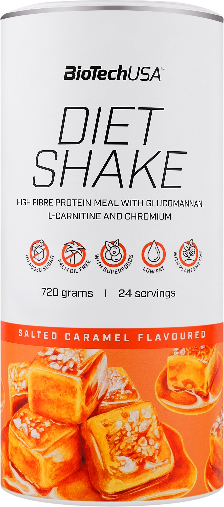 Протеїновий коктейль "Солона карамель" - BioTechUSA Diet Shake Salted Caramel Hight Fiber Protein Meal — фото 720g