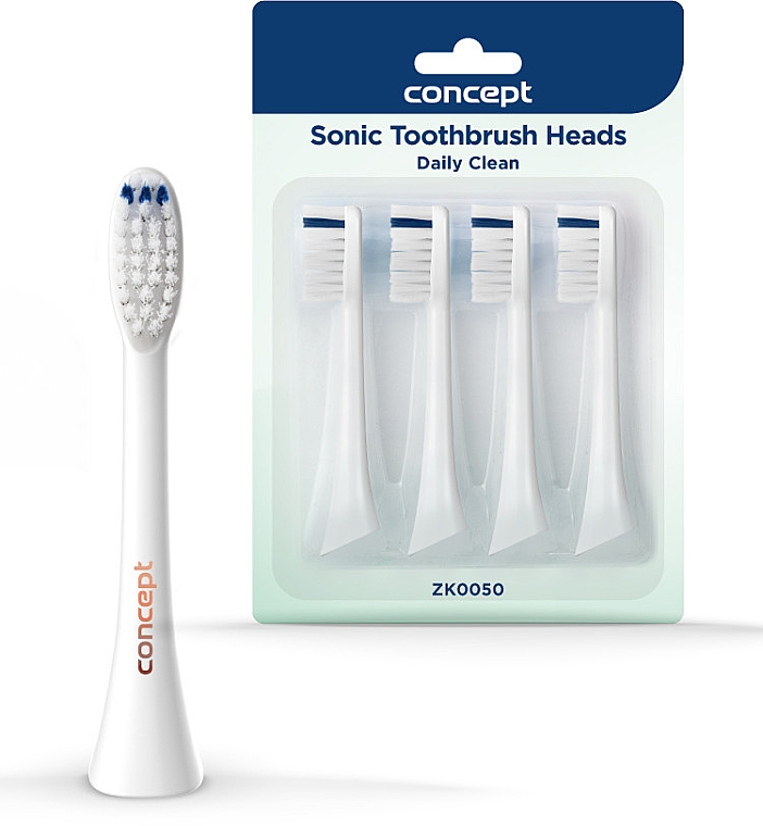 Сменные головки для зубной щетки, ZK0050, белые - Concept Sonic Toothbrush Heads Daily Clean — фото N1