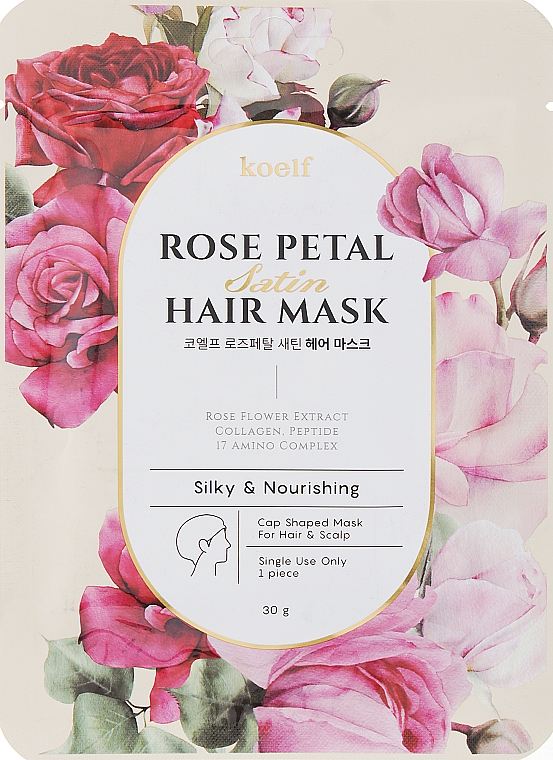 Живильна маска-шапочка для волосся - Petitfee&Koelf Rose Petal Satin Hair Mask — фото N1