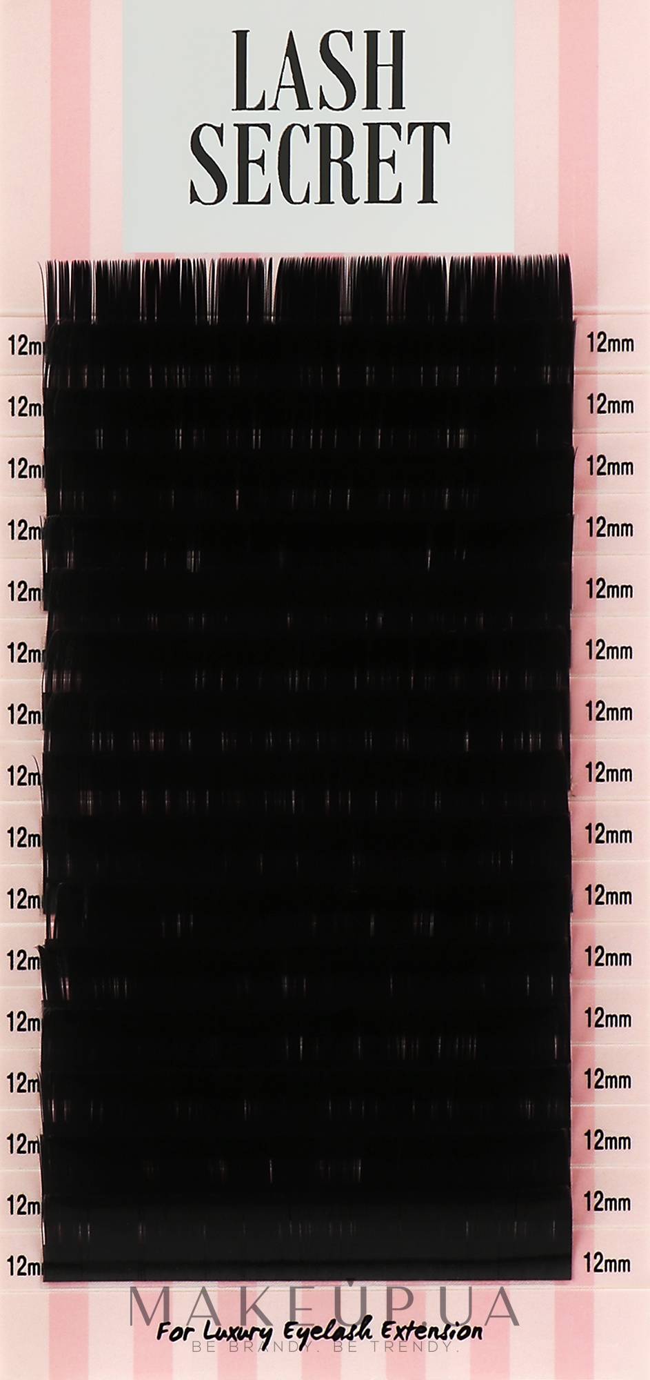 Накладні вії, чорні, 16 ліній (один розмір, 0,07, C, 12) - Lash Secret — фото 1уп