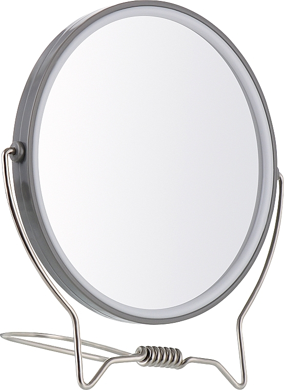 Двостороннє косметичне дзеркало, 13 см, сіре - Titania — фото N1