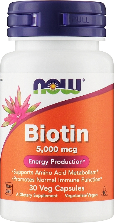 Диетическая добавка "Биотин 5000 мкг", в капсулах - Now Biotin 5000 Mcg Energy Production