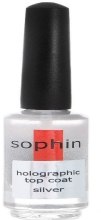 Верхнє покриття для нігтів з голографічними частками, срібло - Sophin Top Coat Holographic Silver — фото N1
