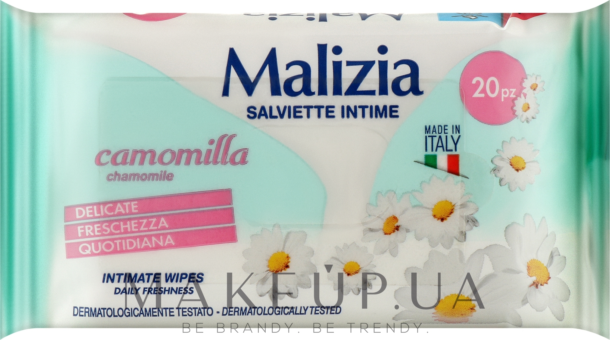 Вологі серветки для інтимної гігієни "Ромашка", 20 шт. - Malizia Intimate Wipes Camomile — фото 20шт