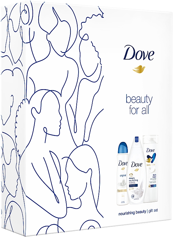 Набор - Dove Nourishing Beauty Gift Set (sh/gel/250ml + b/lot/250ml + deo/spray/150ml) — фото N3