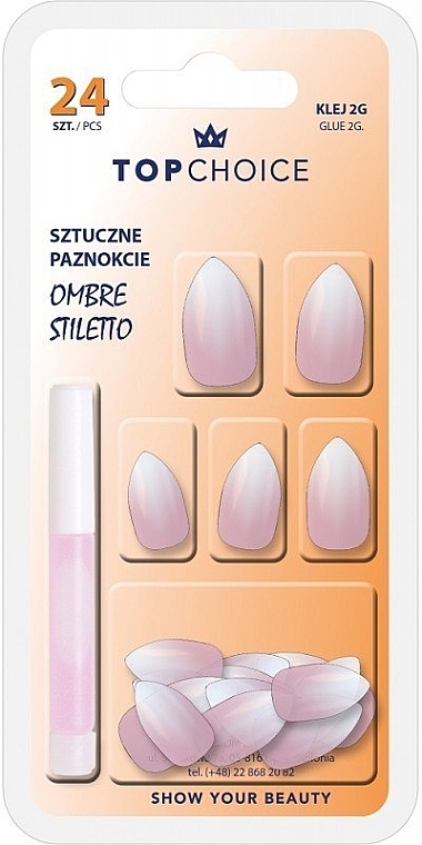 Накладні нігті "Ombre Stiletto", 78170 - Top Choice — фото N1