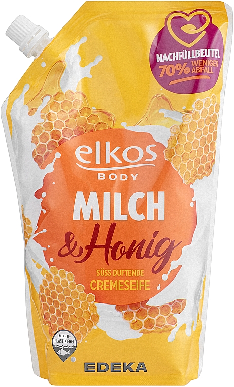 Рідке мило з екстрактами молока та меду - Elkos Body Soap (дойпак) — фото N1