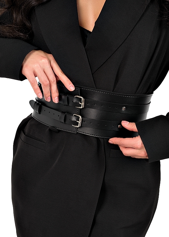 Ремінь, екошкіра, чорний "Play Grey" - MAKEUP Women’s PU Leather Belt — фото N3