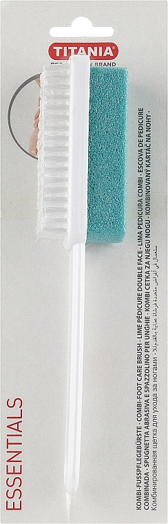 Щітка-пемза педикюрна комбінована, 7066, на довгій ручці, бірюзова - Titania — фото N1