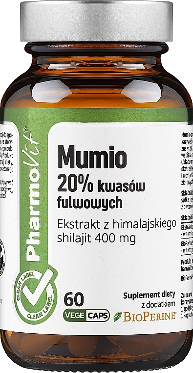 Харчова добавка "Муміє 20 %" 60 шт. - Pharmovit Clean Label — фото N1