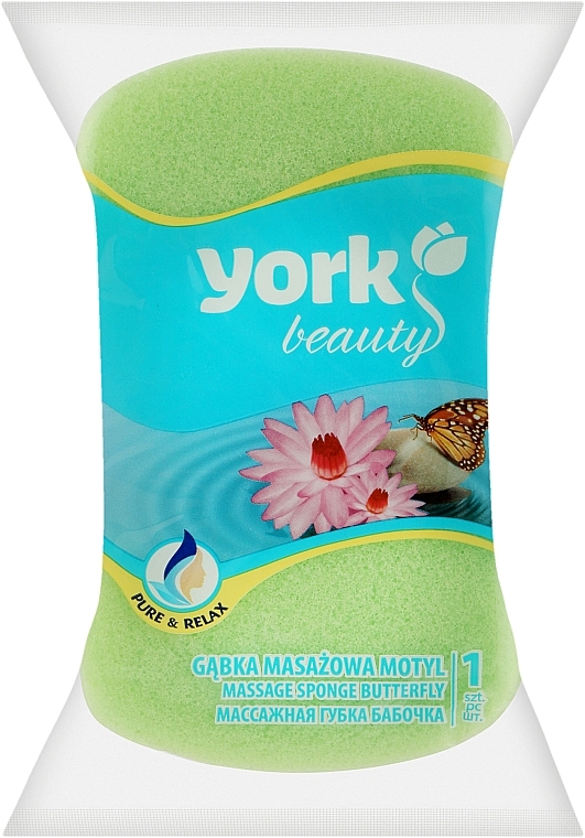 Губка для ванны и массажа "Бабочка", зеленая - York — фото N1