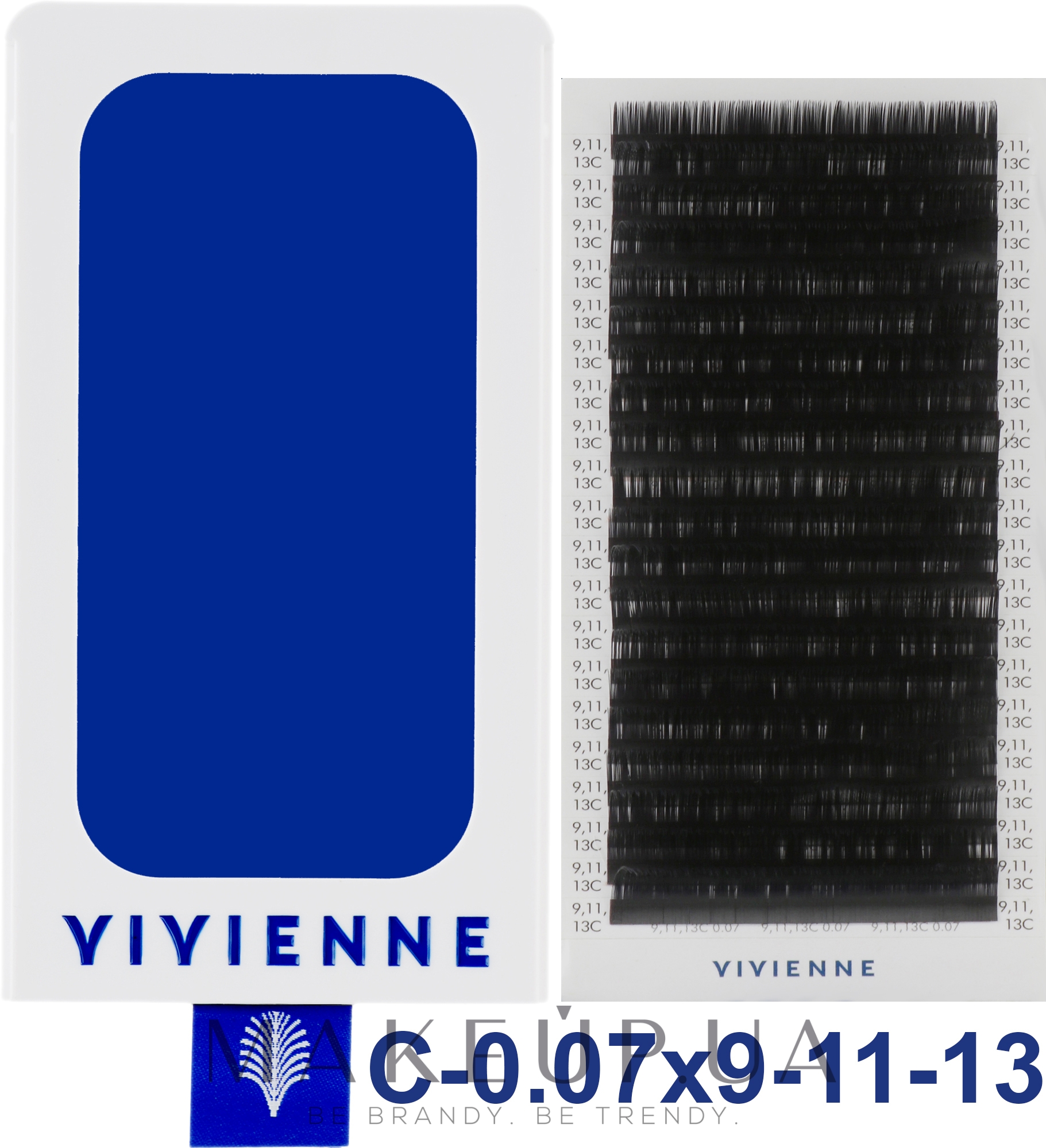 Накладні вії "Elite. Антиплавна лінія", чорні, 20 ліній (0,07, С, 9, 11, 13) - Vivienne — фото 1уп