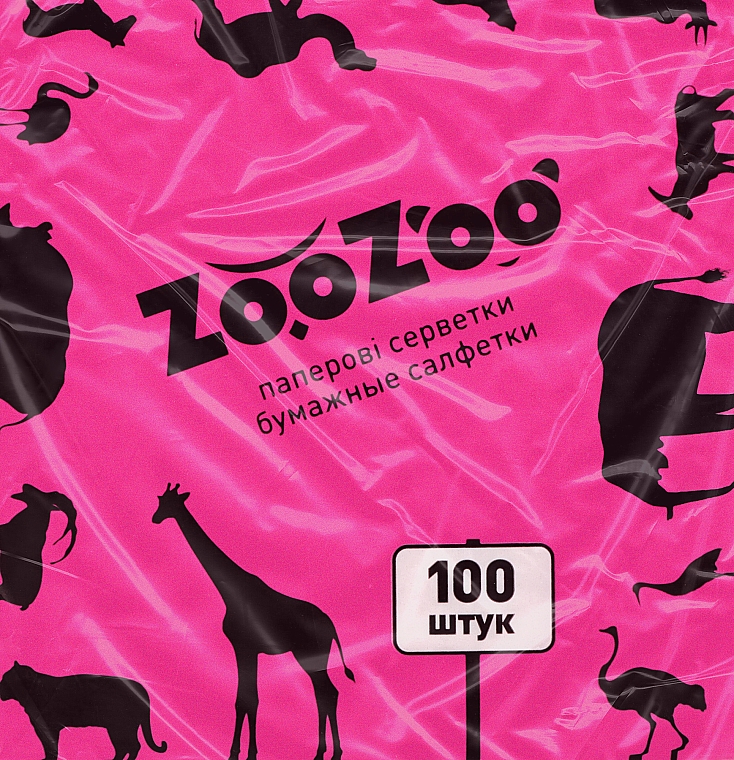 Сухі паперові серветки ZooZoo, 100 штук, рожеві - Сніжна панда
