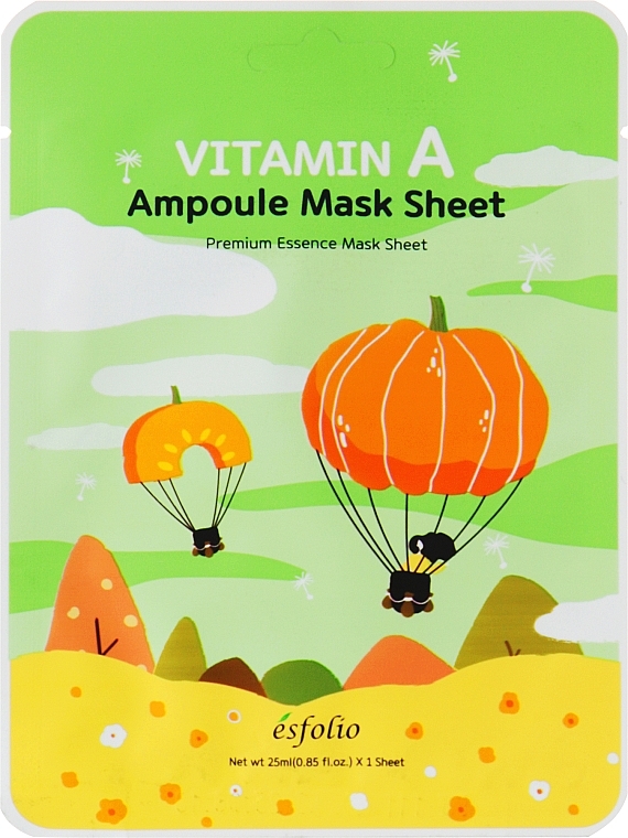 Омолаживающая тканевая маска для лица с витамином А - Esfolio Vitamin A Ampoule Mask Sheet — фото N1