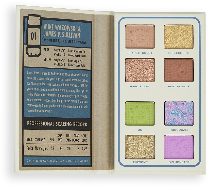 Палетка теней для век - Makeup Revolution X Monsters University Card Palette Mike & Sulley Scare — фото N2