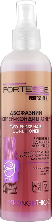 Двухфазный спрей-кондиционер укрепляющий для ослабленных волос, склонных к выпадению - Fortesse Professional Strong & Thick Duo-Phase Hair Conditioner — фото N1
