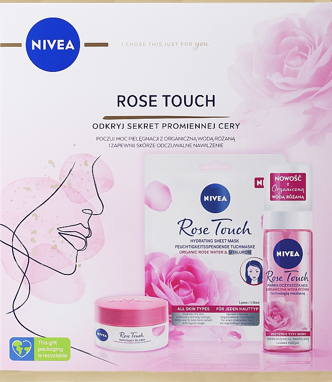 Набір - NIVEA Rose XMASS (f/cr/50ml + f/mask/1pc + f/foam/150ml) — фото N1