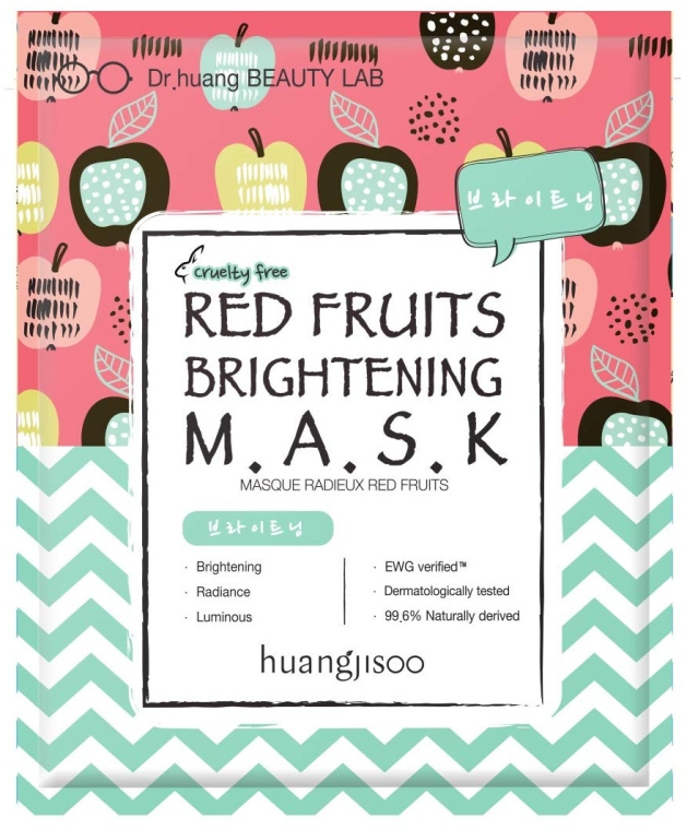 Освітлювальна тканинна маска для обличчя - Huangjisoo Red Fruits Brightening Mask — фото N1