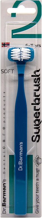 Трехсторонняя зубная щетка, компактная, синяя - Dr. Barman's Superbrush Compact — фото N1