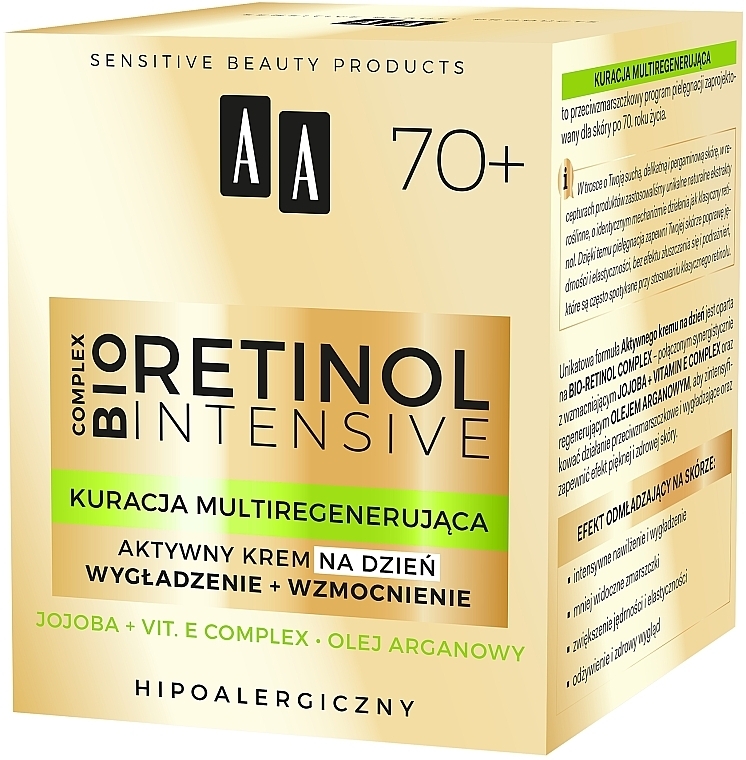 Активний денний крем для обличчя "Зміцнювальний" - AA Cosmetics Retinol Intensive 70+ Cream — фото N3