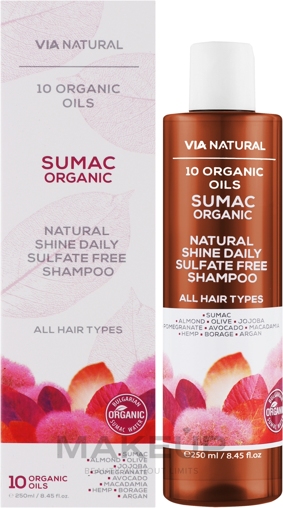 Щоденний шампунь для природного блиску без сульфатів "Сумах Органік" - BioFresh Via Natural Sumac Organic Shine Daily Sulfate Free Shampoo — фото 250ml