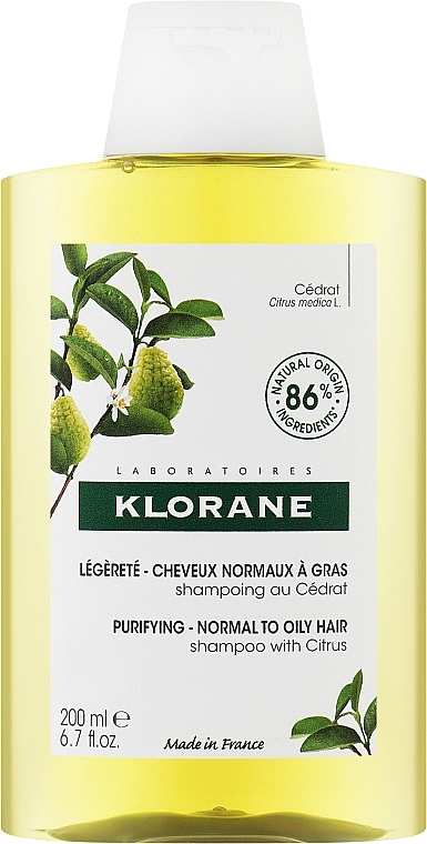 Очищающий шампунь - Klorane Purifying Normal to Oily Hair with Citrus Shampoo