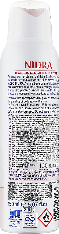 Дезодорант ніжний з молочними протеїнами й мигдалем - Nidra Deolatte Delicate 48H Spray — фото N2