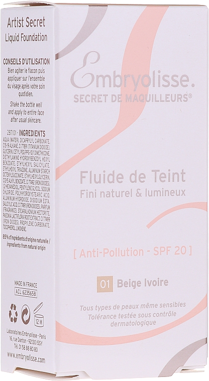 Флюїд для обличчя - Embryolisse Secret De Maquilleurs Liquid Foundation Spf 20 — фото N2