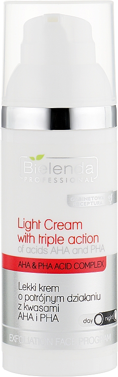 Легкий крем тройного действия с кислотами AHA и PHA - Bielenda Professional Face Program Light Cream With Triple Action